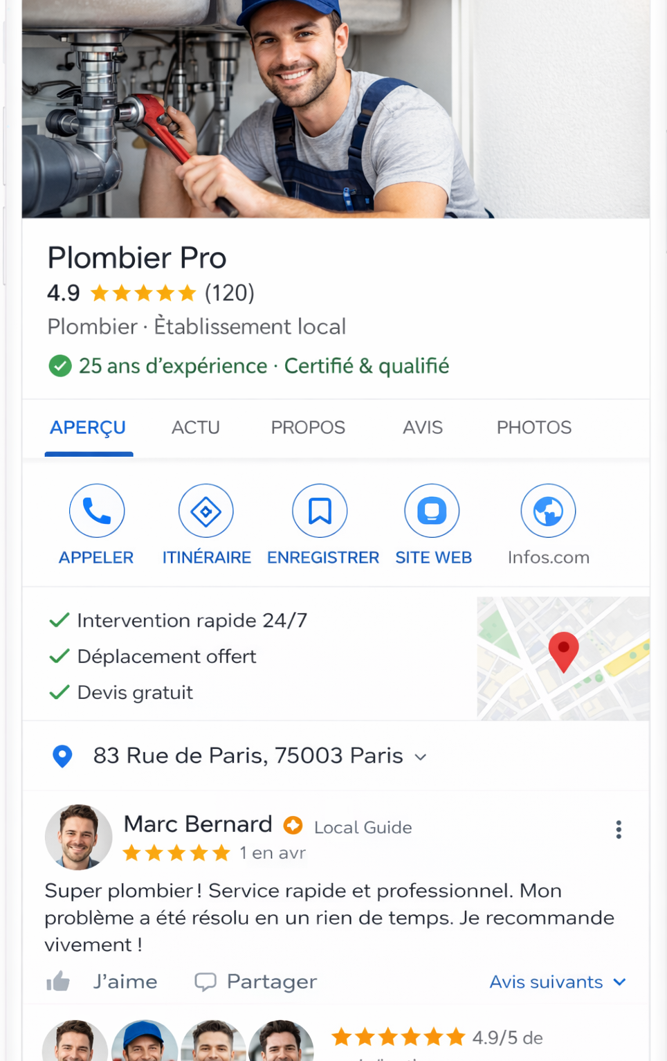 Fiche Google Business Profile optimisée
